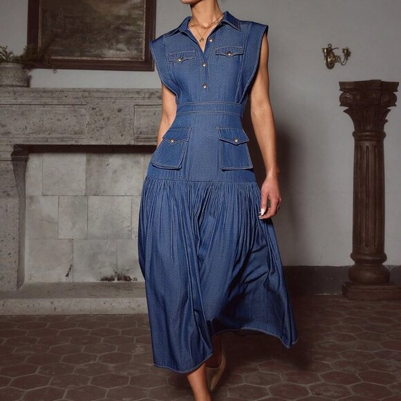 Dresses & Skirts - Navy Blue Elegant Women's Sleeveless Dress